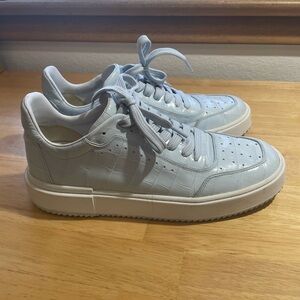 Stewart Weitzman Baby Blue Leather Croc 🐊 Embossed Sneakers Women Size 9.